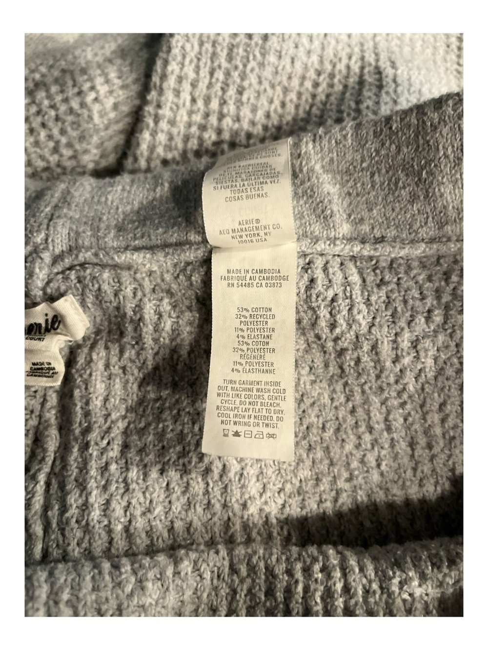 Aerie Cozy Up Waffle Knit Skater Pants Oversized Loungewear Heather Gray Large - Picture 11 of 13